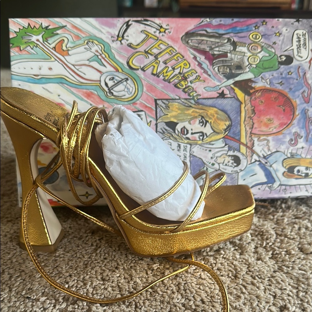 Jeffrey Campbell Gold Glamorous Platform Heels